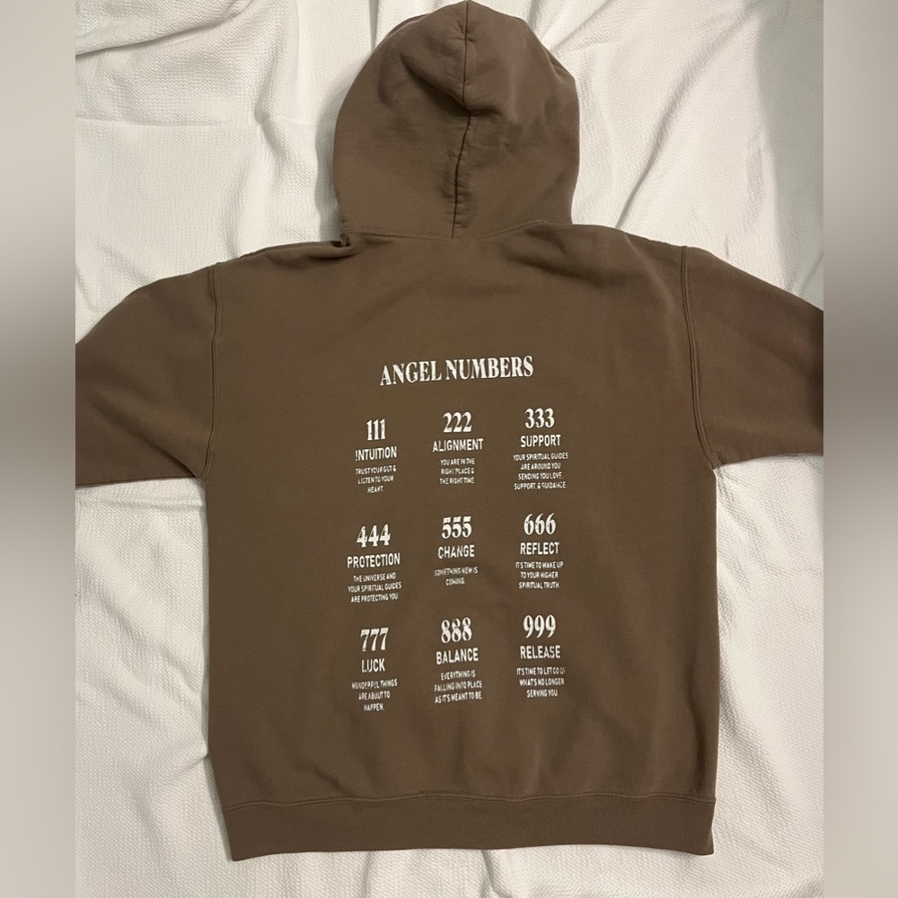 brown angel number hoodie